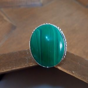 Green Malachite ring, sz 6
